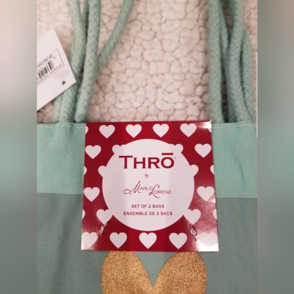 Lot of 4 Thro By Marlo Lorenz Tote Bags Blue/Gold Heart&Pink Donut Patterns - Picture 3 of 7